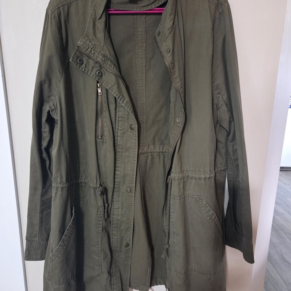 Forever 21 Olive Utility Zip-Front Jacket